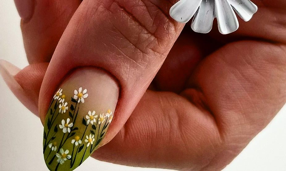 avant-garde floral nail art